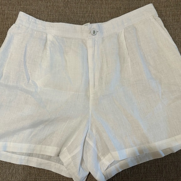 CALYPSO St. Barth White Linen Blend Shorts XL Palm Leaf Embroidery - Picture 3 of 5